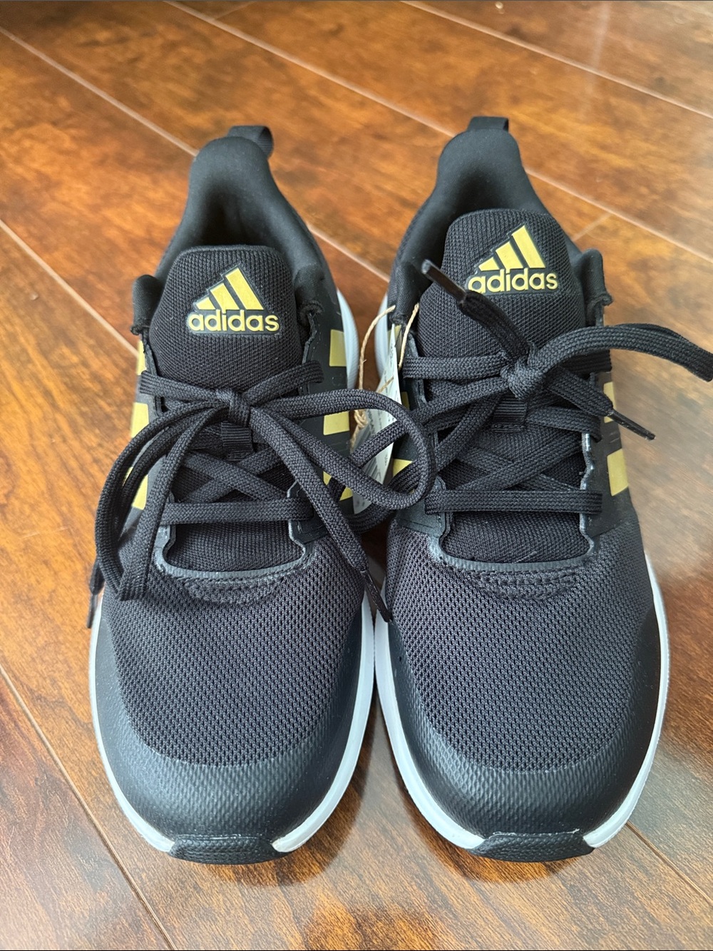 adidas Kids Black and Gold Mesh Lace-Up Sneakers